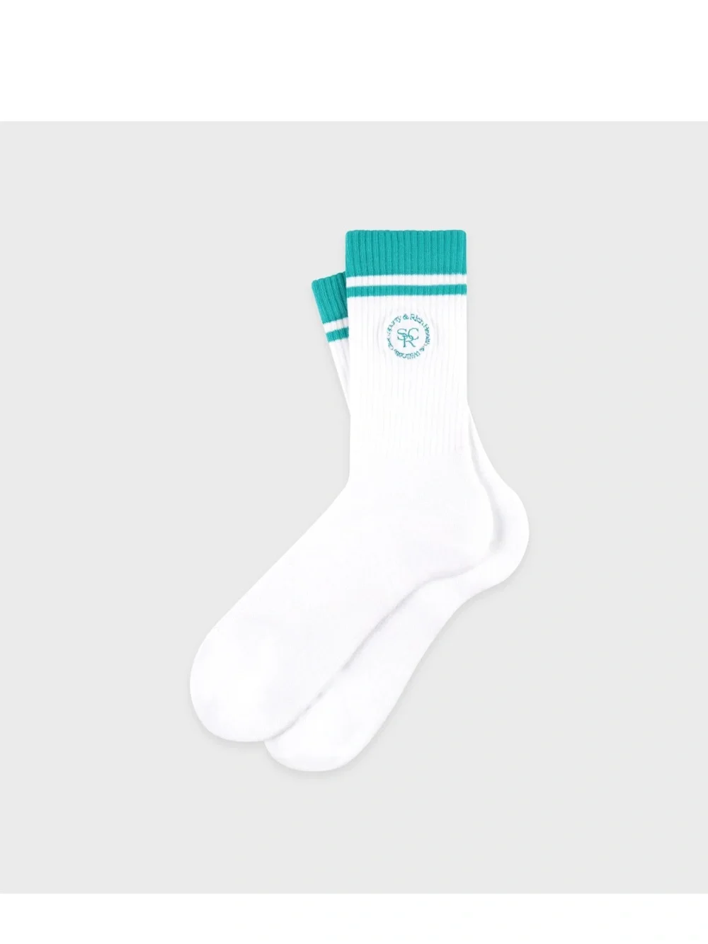 Sporty & Rich Unisex   SRHWC Socks - White/Spring Green
